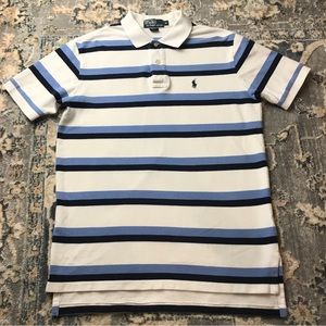 Polo White Striped Blue Size M